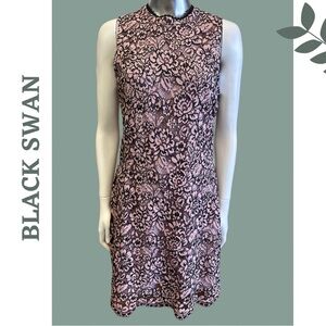 Black Swan Sleeveless A-Line Pink Black Lace Dress Lined Back Zipper Size Medium